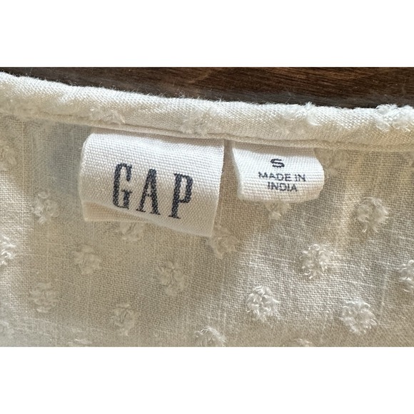 GAP White Cap Sleeve Blouse‎ Shirt Womens S Tie Front Embroidered - Picture 3 of 5